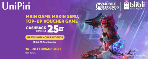 Diamonds Mobile Legends: Bang Bang Available di Blibli  – Promo Cashback 25% Diamonds MLBB dan GRATIS Item Codes di Blibli